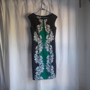 Maggy London green and white print dress
